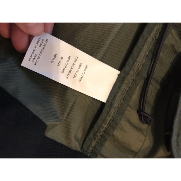 J Crew Olive Green Black Coated Military Utility Cinch Jacket Sz XXS Oversized - Picture 15 of 15